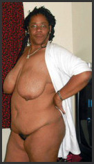 Seventy black granny with big saggy tits.